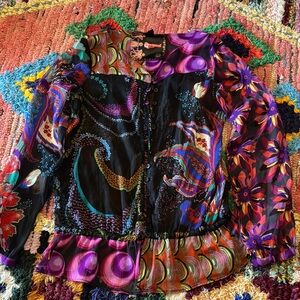 Desigual Longsleeve Sheer Button Up Top